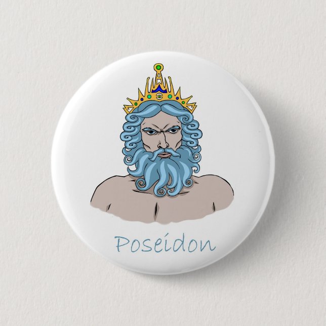 Macaron Rond 5 Cm Poseidon - Insigne de Dieu grec (Devant)