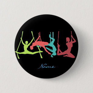 Macaron Rond 5 Cm Poses de fitness aérien Thunder_Cove