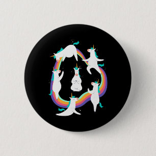 Macaron Rond 5 Cm Poses de salutation au soleil de yoga licorne mème