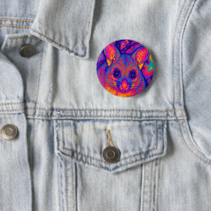 Macaron Rond 5 Cm possums australien queue touffue psychédélique