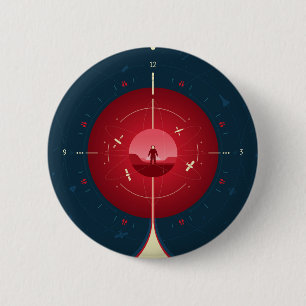 Macaron Rond 5 Cm Poster de l'horloge atomique Deep Space, version r