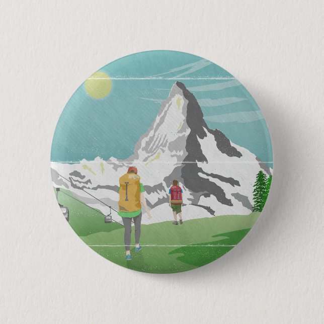Macaron Rond 5 Cm poster de voyage matterhorn Suisse (Devant)