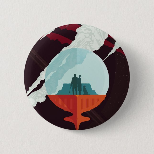 Macaron Rond 5 Cm Poster Espace Rétro Mission Cassini À Saturne (Devant)