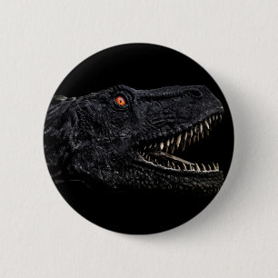 Macaron Rond 5 Cm Poster noir de Tréx Dinosaur Head