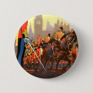 Macaron Rond 5 Cm Poster Vintage voyage, Garde royale britannique