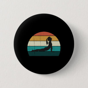 Macaron Rond 5 Cm Posture de yoga rétro Vintage Méditation du corps