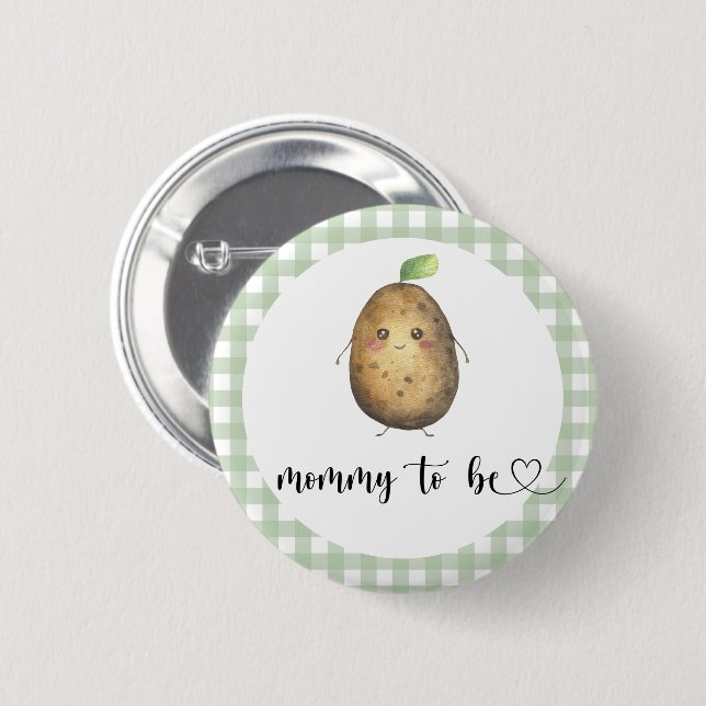 Macaron Rond 5 Cm Potato mou - maman pour être Baby shower (Devant & derrière)