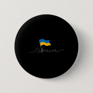 Macaron Rond 5 Cm Poteau de drapeau à signature ukrainienne - Ukrain
