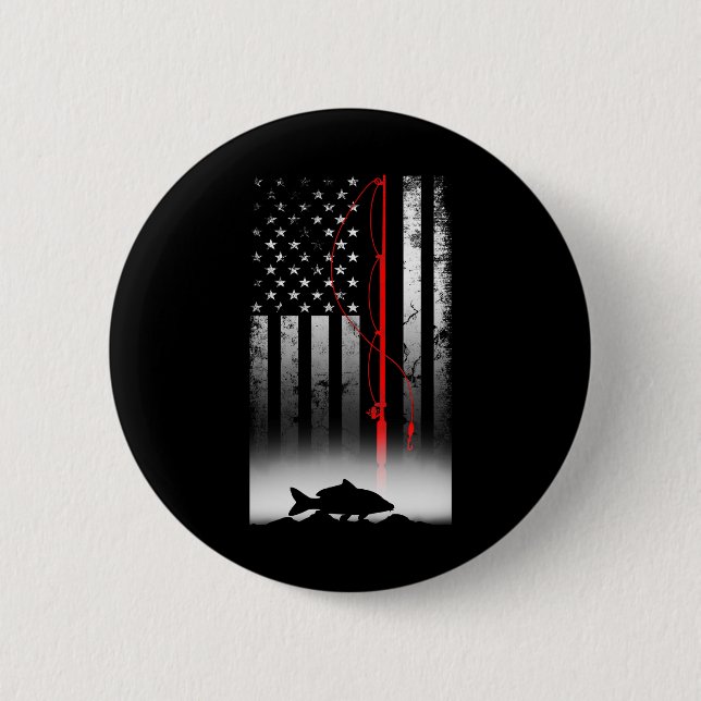 Macaron Rond 5 Cm Poteau de pêche drapeau américain pour patriotique (Devant)
