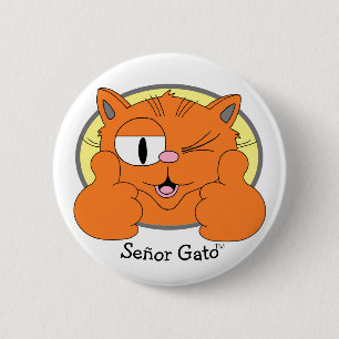 Macaron Rond 5 Cm Pouce vers le haut Mustache Chat Winking Cartoon C