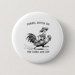 Macaron Rond 5 Cm Poule à cheval sur un lama Désolé Faut que je part