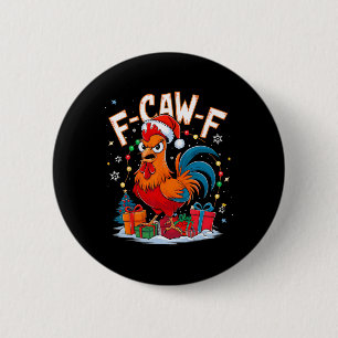 Macaron Rond 5 Cm Poule drôle de Noël Coq Chapeau de Père Noël Vacan