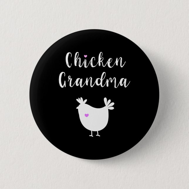 Macaron Rond 5 Cm Poule Grand-mère Silhouette drôle d'agriculteur Ga (Devant)