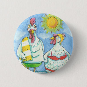 Macaron Rond 5 Cm POULET DE LA MER, BOUTON DE DESSIN AMUSANT *Rond