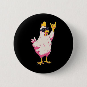 Macaron Rond 5 Cm Poulet drôle dessin animé rétro style humour de vo
