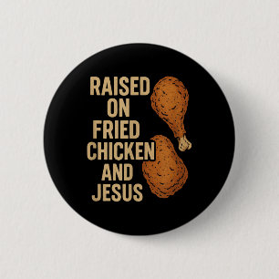 Macaron Rond 5 Cm Poulet Frit & Jésus Vie Chrétienne Country S