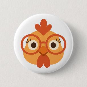 Macaron Rond 5 Cm Poulet nerd mignon avec des lunettes drôle agricul