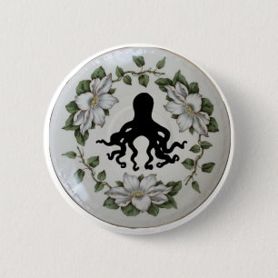 Macaron Rond 5 Cm Poulpe dans un bouton d'insigne de Pin de tasse de