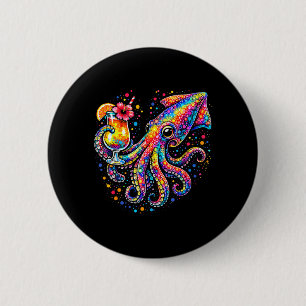 Macaron Rond 5 Cm Poulpe queue Trocal Beach Art Coloré Calamar