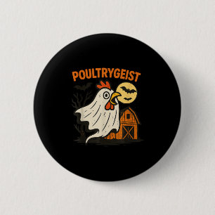 Macaron Rond 5 Cm Poultrygeist Funky Chicken Ghost Halloween Pun Des