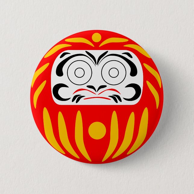 Macaron Rond 5 Cm Poupée de daruma japonaise traditionnelle (Devant)