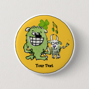 Macaron Rond 5 Cm Poupées de caricature Shamrock Monster Vert