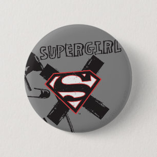 Macaron Rond 5 Cm Poupées de sécurité noire Supergirl