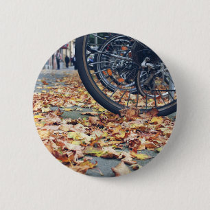 Macaron Rond 5 Cm "Pour l'amour des vélos... et Automne"