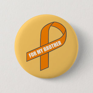 Macaron Rond 5 Cm Pour mon frère (ruban orange)