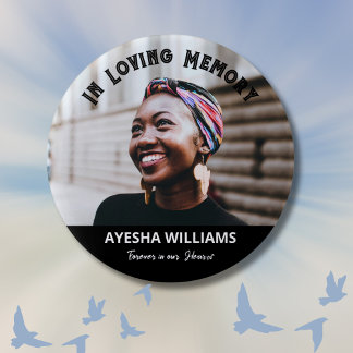 Macaron Rond 5 Cm Pour toujours dans nos coeurs le bouton commémorat