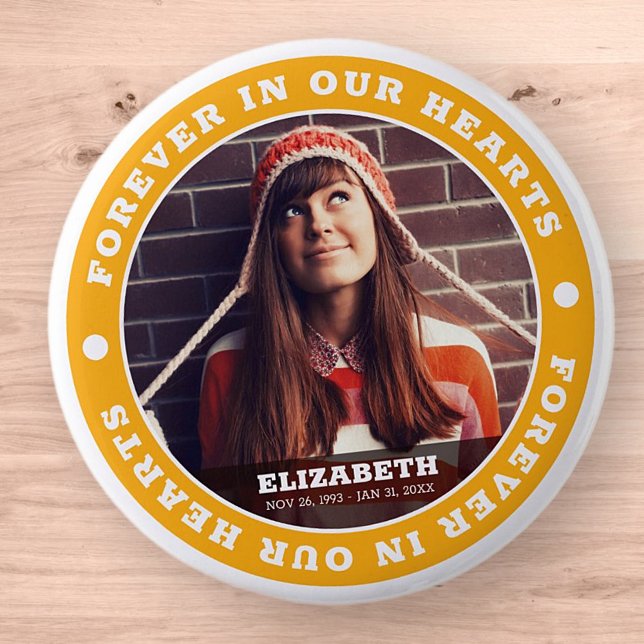 Macaron Rond 5 Cm Pour toujours dans nos coeurs Photo moderne simple (Créateur téléchargé)