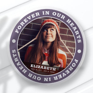 Macaron Rond 5 Cm Pour toujours dans nos coeurs Photo personnalisée