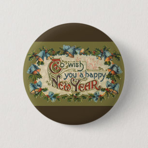Macaron Rond 5 Cm Pour vous souhaiter une bonne année, Vintage victo