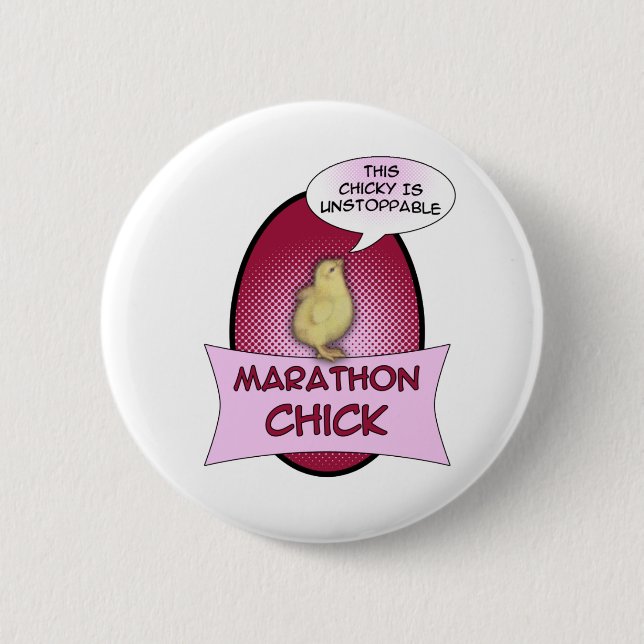 Macaron Rond 5 Cm Poussin de marathon (Devant)