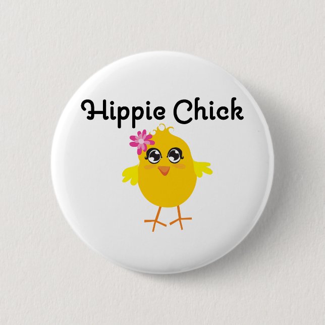 Macaron Rond 5 Cm Poussin hippie 1 (Devant)