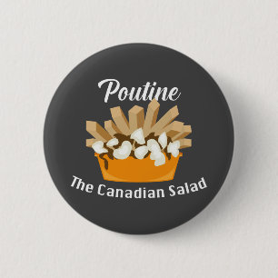 Macaron Rond 5 Cm Poutine, La Salade Canadienne - Bouton Rond