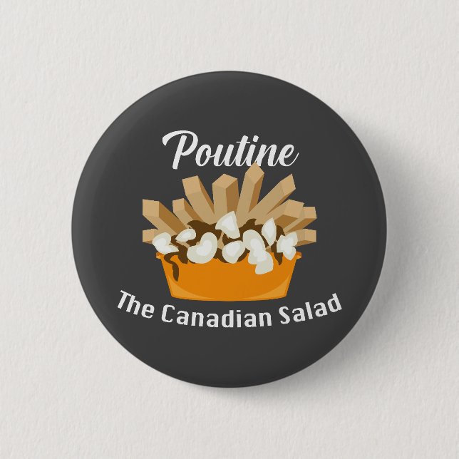 Macaron Rond 5 Cm Poutine, La Salade Canadienne - Bouton Rond (Devant)