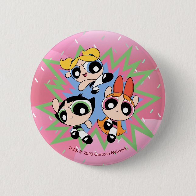 Macaron Rond 5 Cm Powerpuff Girls Powfactor (Devant)