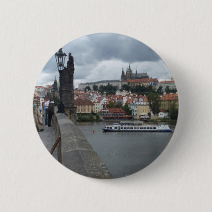 Macaron Rond 5 Cm Prague / Praha bouton personnalisé