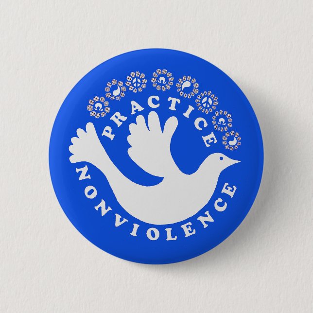 Macaron Rond 5 Cm Pratique de non-violence (Devant)