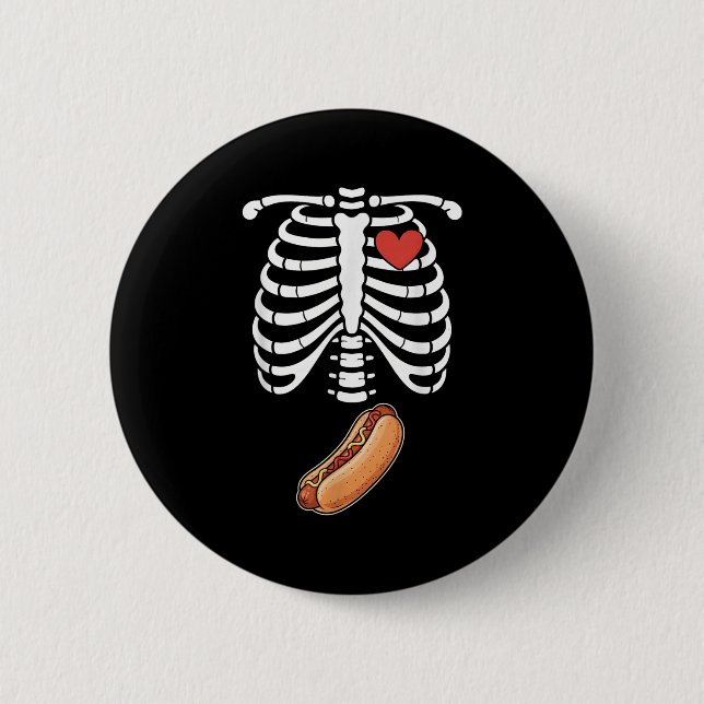 Macaron Rond 5 Cm Pregnancy Skeleton Hotdog Belly Bump Rib Cage Hall (Devant)