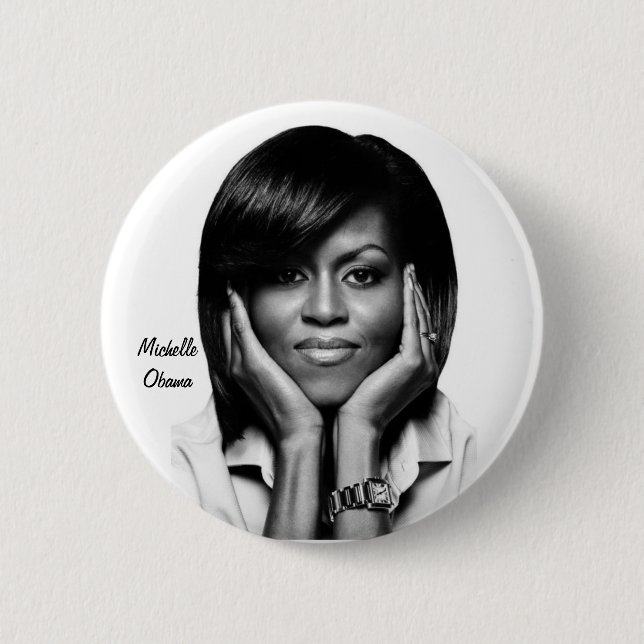 Macaron Rond 5 Cm PREMIER bouton de DAME MICHELLE OBAMA (Devant)