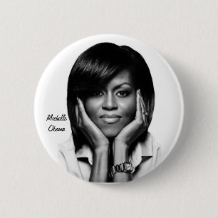 Macaron Rond 5 Cm PREMIER bouton de DAME MICHELLE OBAMA