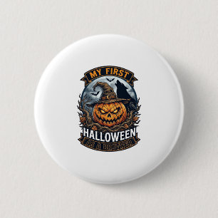 Macaron Rond 5 Cm Premier Halloween en tant que frère Pumpkin Wolf M