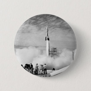 Macaron Rond 5 Cm Premier lancement de Rocket, Cap Canaveral,