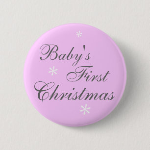 Macaron Rond 5 Cm Premier Noël du bébé (fille) - bouton