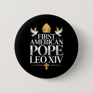 Macaron Rond 5 Cm Premier Pape américain Leo Xiv Catholique Hommes R