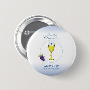 Macaron Rond 5 Cm Première communion de garçon, calice avec hostie e