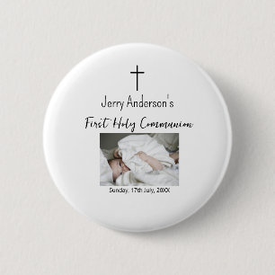 Macaron Rond 5 Cm Première communion sacrée catholique simple QR min
