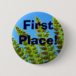 Macaron Rond 5 Cm Première Place ! boutons Bleu Ciel Forêt Verte Fou
